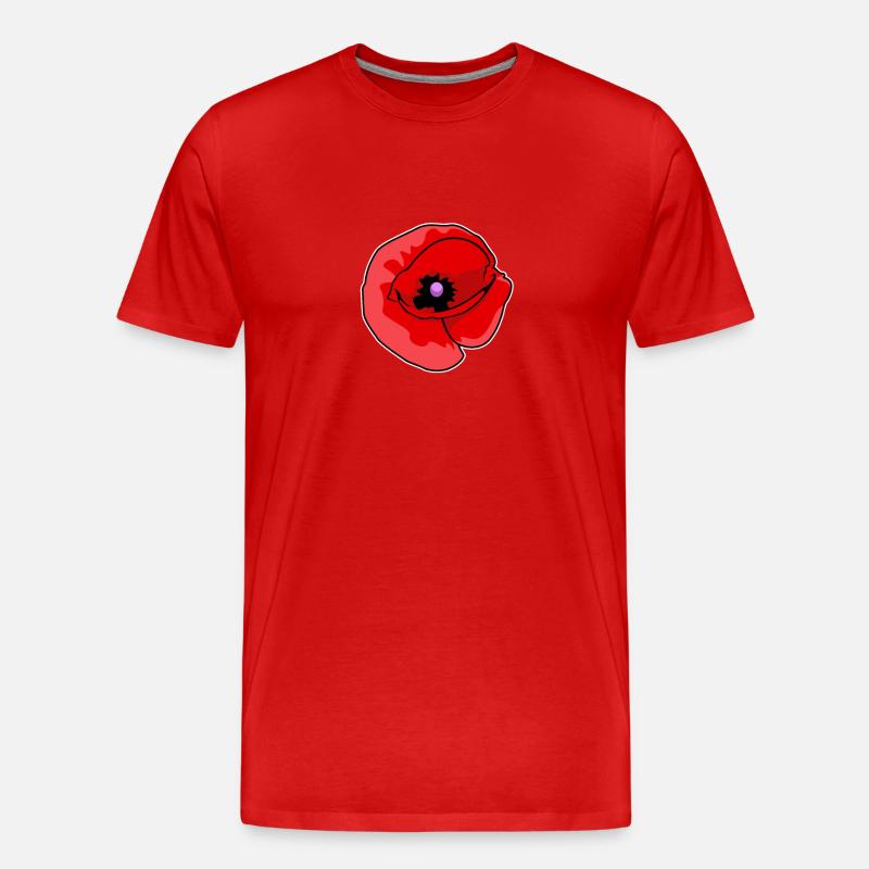 Kunstvolle Mohnblume auf Leinwand - Männer Premium Bio T-Shirt - Rot