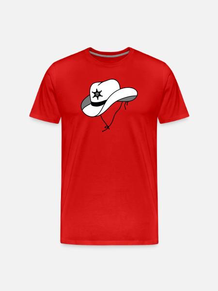 Sheriff hat med lille kranium på sheriff stjerne - Herre Premium T-shirt økologisk - rød