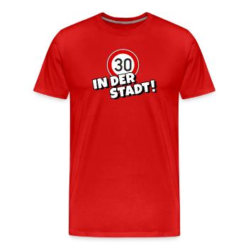 Tempo 30 in der Stadt Tempolimit - Männer Premium Bio T-Shirt - Rot - Vorne - Damien (186cm)