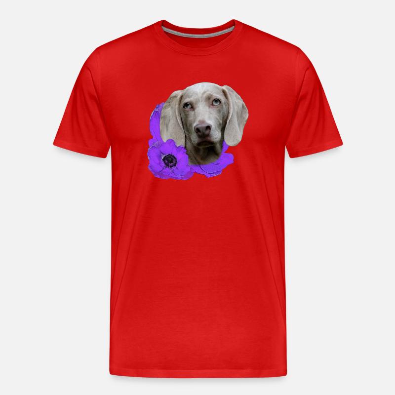 Anemonen mit Weimaraner, jagdhund Liebhaber - Männer Premium Bio T-Shirt - Rot