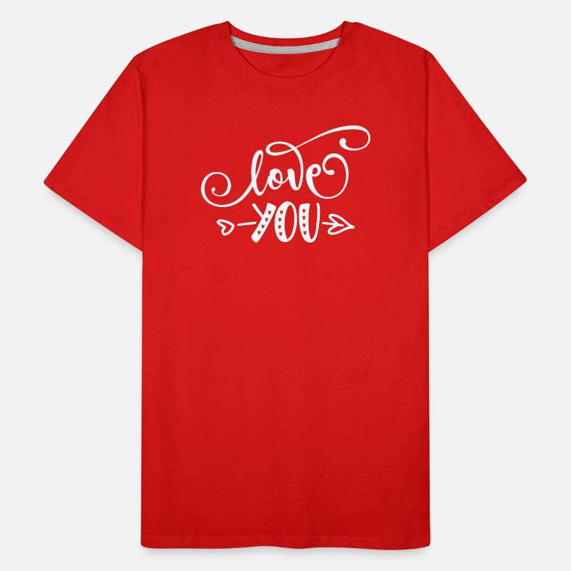 Love You Charm Between Hearts and Arrows Pattern Men's Premium Organic T-Shirt