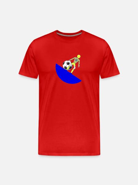 Soccer Kick on Blue Crescent - Men's Premium Organic T-Shirt - red