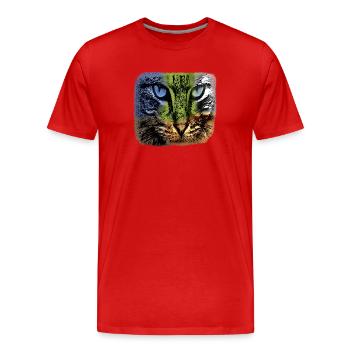 Œil de chat dans un jeu de couleurs - T-shirt bio Premium Homme - rouge - Devant - Damien (186cm)