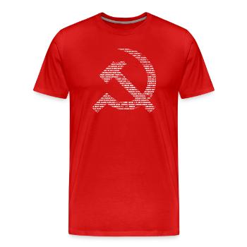 Menschliche Sichel und Hämmer - Männer Premium Bio T-Shirt - Rot - Vorne - Damien (186cm)