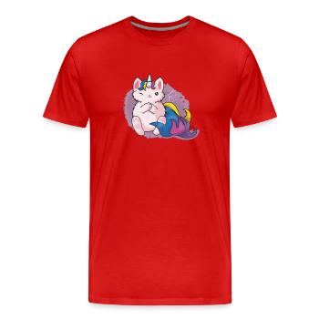 Kitty Katacorn Einhornkatze - Männer Premium Bio T-Shirt - Rot - Vorne - Damien (186cm)