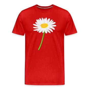 Marguerite fleur avec tige - T-shirt bio Premium Homme - rouge - Devant - Damien (186cm)