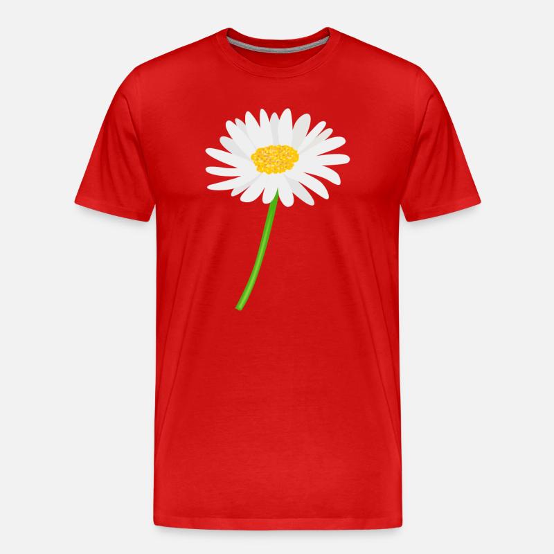 Blume Gänseblümchen mit Stiel - Männer Premium Bio T-Shirt - Rot