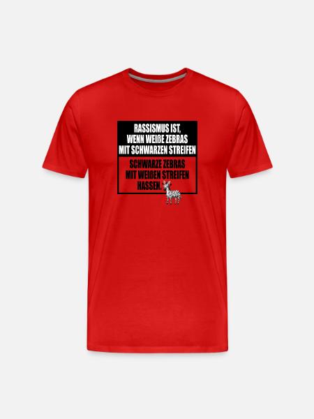 Rassismus Einfach Erklärt Mit Zebra Streifen - Männer Premium Bio T-Shirt - Rot