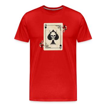 Carte de la mort / As de pique - T-shirt bio Premium Homme - rouge - Devant - Damien (186cm)