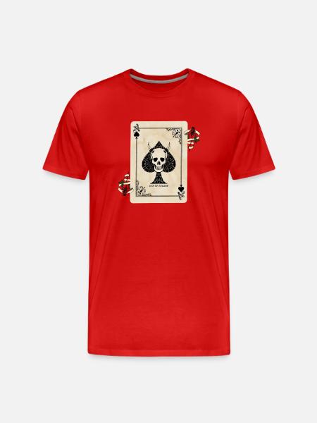 Todeskarte / Pik-Ass - Männer Premium Bio T-Shirt - Rot