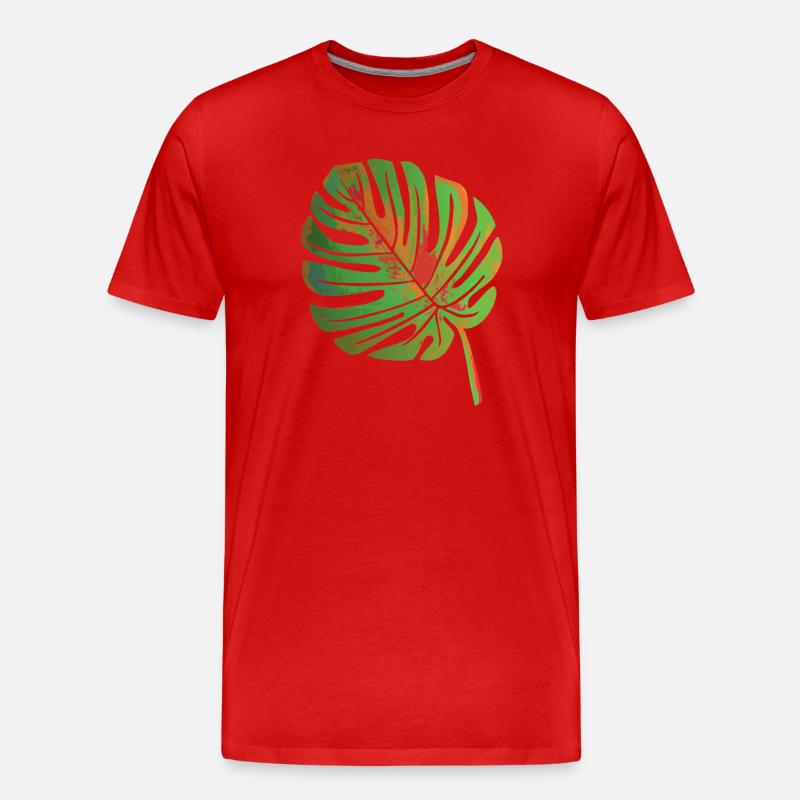 Monstera Blatt - Männer Premium Bio T-Shirt - Rot