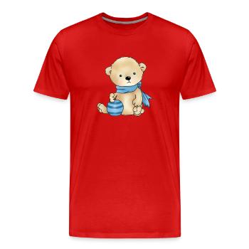 Baer mit Ball - Männer Premium Bio T-Shirt - Rot - Vorne - Damien (186cm)