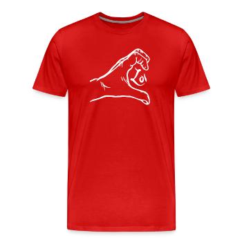 Love Hands Partners T-shirts - Couple Chemise - T-shirt bio Premium Homme - rouge - Devant - Damien (186cm)
