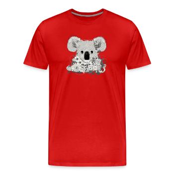 geschmückter Koala Bär mit Blumen und Eukalyptus - Männer Premium Bio T-Shirt - Rot - Vorne - Damien (186cm)