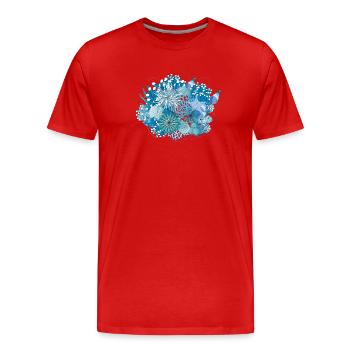 Korallenriff mit Muscheln,Seeanemonen und Korallen - Männer Premium Bio T-Shirt - Rot - Vorne - Damien (186cm)