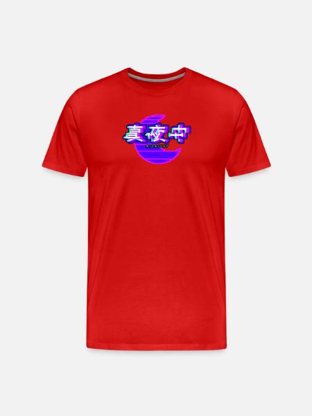 Moon Midnight Kanji Glitch - Männer Premium Bio T-Shirt - Rot