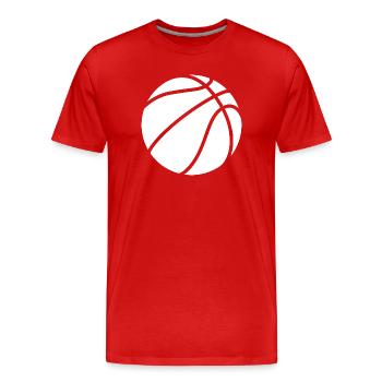 Logo de basket-ball blanc - T-shirt bio Premium Homme - rouge - Devant - Damien (186cm)