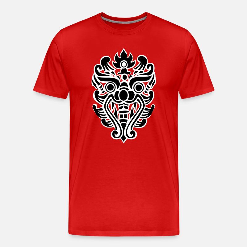 Thai Drachenkopf Stammesmaske - Männer Premium Bio T-Shirt - Rot