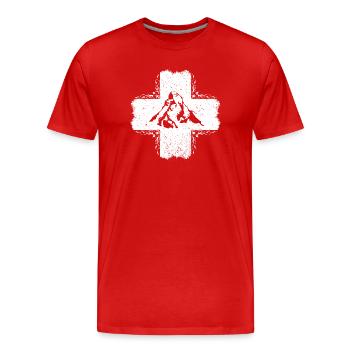 Cervin / Suisse / Croix Suisse - T-shirt bio Premium Homme - rouge - Devant - Damien (186cm)