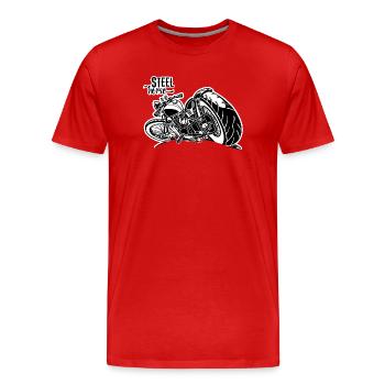 0894 STEEL HORSE - Men's Premium Organic T-Shirt - red - Front - Damien (186cm)