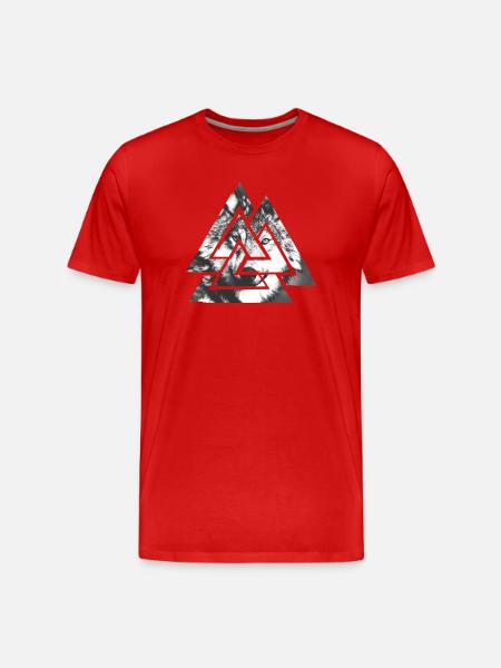 Valknut, symbole d’Odin - Avec Wolf - T-shirt bio Premium Homme - rouge