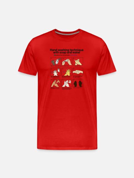 Hand Washing Instructions - Men's Premium Organic T-Shirt - red
