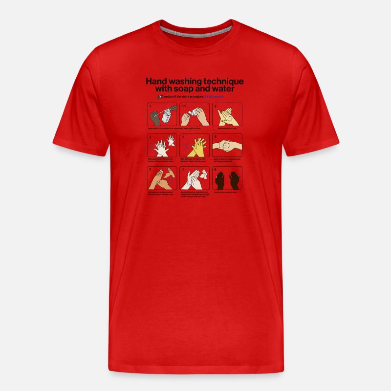 Hand Washing Instructions - Männer Premium Bio T-Shirt - Rot