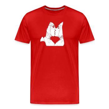 Baiser en tenue religieuse : lien délicat - T-shirt bio Premium Homme - rouge - Devant - Damien (186cm)