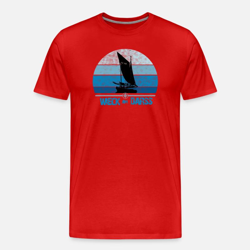 Wieck am Darss avec Zeesboot - T-shirt bio Premium Homme - rouge