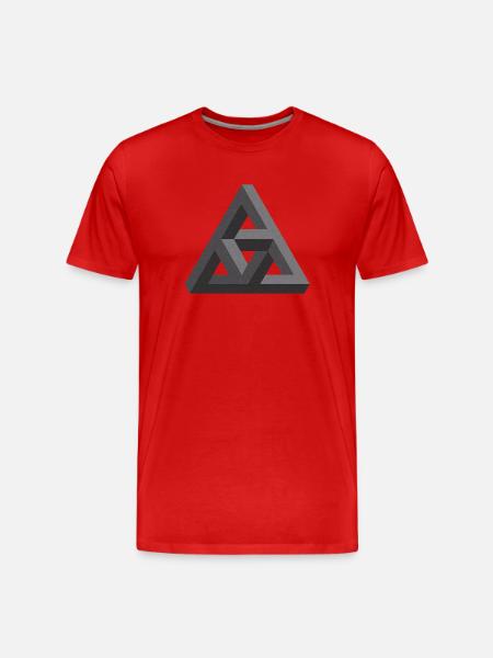 Fascinating Penrose Pyramid in Gray - Men's Premium Organic T-Shirt - red