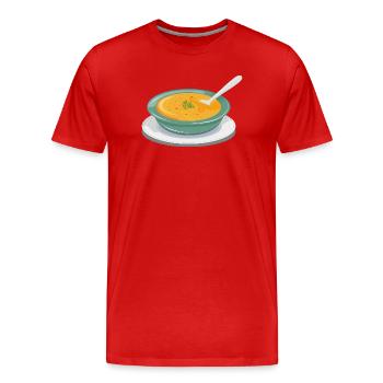 Gemüsesuppe in einem Teller mit einem Löffel - Männer Premium Bio T-Shirt - Rot - Vorne - Damien (186cm)
