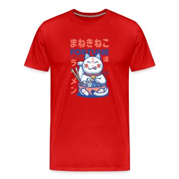 Maneki Neko Fortune Ramen - T-shirt bio Premium Homme - rouge - Devant - Damien (186cm)