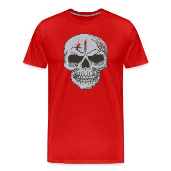 Totenkopf Knochen Schädel Design - Männer Premium Bio T-Shirt - Rot - Vorne - Damien (186cm)