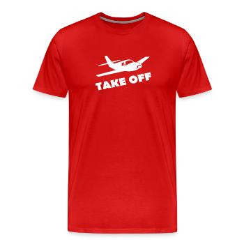 TAKE OFF - Männer Premium Bio T-Shirt - Rot - Vorne - Damien (186cm)