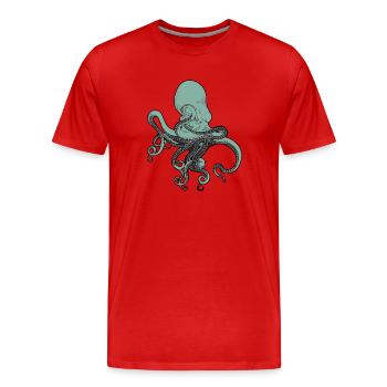 Poulpe Poulpe Poulpe Fruits de mer Calamaris - T-shirt bio Premium Homme - rouge - Devant - Damien (186cm)