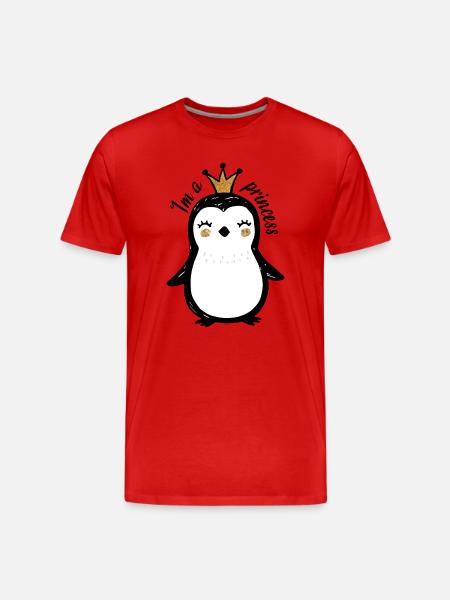 Cute Penguin Queen Design - Men's Premium Organic T-Shirt - red