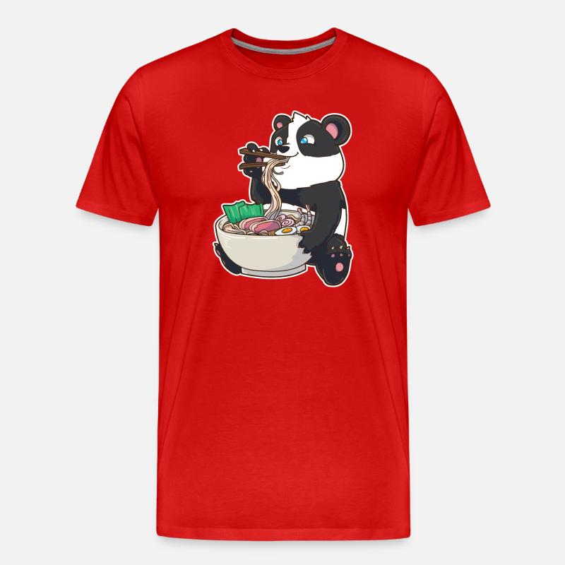 Ramen Panda - Männer Premium Bio T-Shirt - Rot