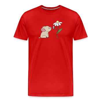 Schweinchen und Schmetterling - Männer Premium Bio T-Shirt - Rot - Vorne - Damien (186cm)