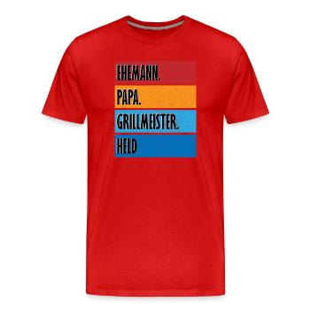 Grillmeister - Männer Premium Bio T-Shirt - Rot - Vorne - Damien (186cm)