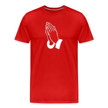 Art lineal des mains de prière - T-shirt bio Premium Homme - rouge - Devant - Damien (186cm)