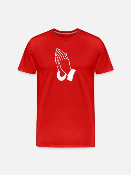 Prayer Hands Line Art - Men's Premium Organic T-Shirt - red