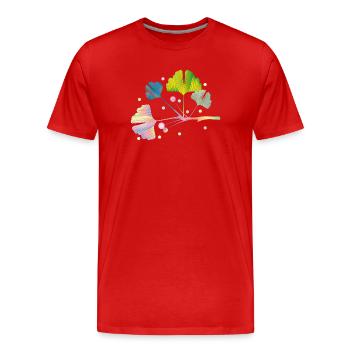 colorful ginkgo tree branch with leaves in rainbow colors - Men's Premium Organic T-Shirt - red - Front - Damien (186cm)