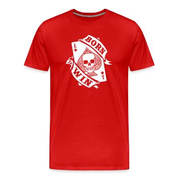 BORN TO WIN - Men's Premium Organic T-Shirt - red - Front - Damien (186cm)