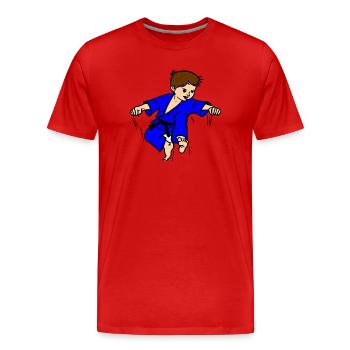 Costume bleu Karaté enfant ou judo enfant ceinture noire - T-shirt bio Premium Homme - rouge - Devant - Damien (186cm)