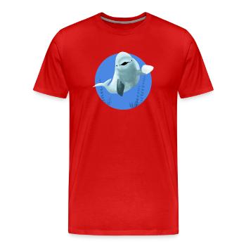 Beluga fröhlich in blauen Kreis - Männer Premium Bio T-Shirt - Rot - Vorne - Damien (186cm)