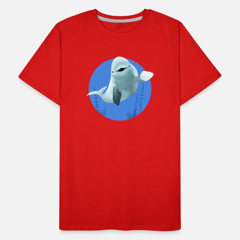 Beluga cheerful in blue circle Men's Premium Organic T-Shirt