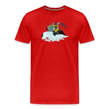 gelbe Schneeschaufel - Männer Premium Bio T-Shirt - Rot - Vorne - Damien (186cm)