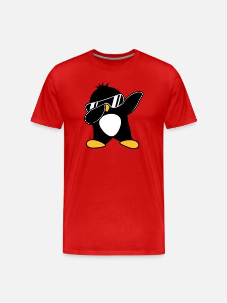 Dabbing Pinguin - Männer Premium Bio T-Shirt - Rot