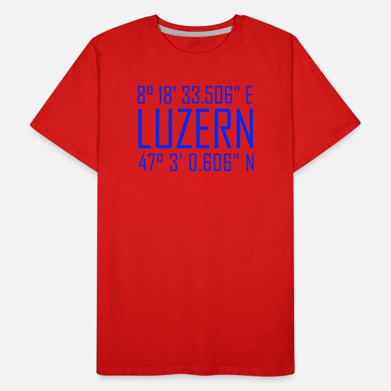 Lucerne coordinates – typography with reference to location Men's Premium Organic T-Shirt