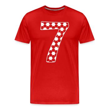 Fußball Nummer 7 – Hexagon Style - Männer Premium Bio T-Shirt - Rot - Vorne - Damien (186cm)